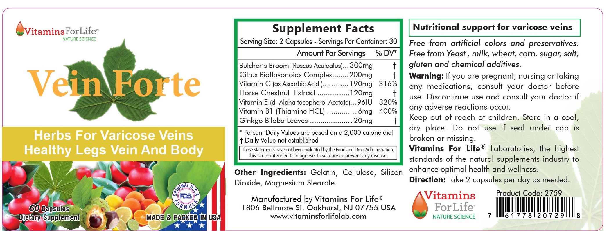 VEIN FORTE Vitamins For Life